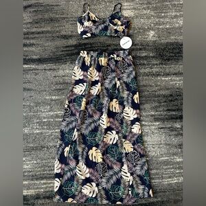 NWT SHEIN VCAY 2-Piece Tropical Leaf Skirt Set